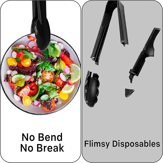 Reusable Serving Utensils Set 24 Pcs - 8 Heavy Duty Plastic Tongs, 8 Spoons & 8 Forks | Dishwasher Safe Buffet & Party Supplies for Wedding, Catering, Holidays
