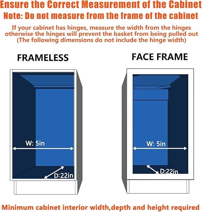 Pull Out Cabinet Organizer 5쩍" W x 21쩍" D, Heavy Duty Cabinet Pull Out Shelves, Slide Out Drawers Organization for Kitchen Cabinets Bathroom