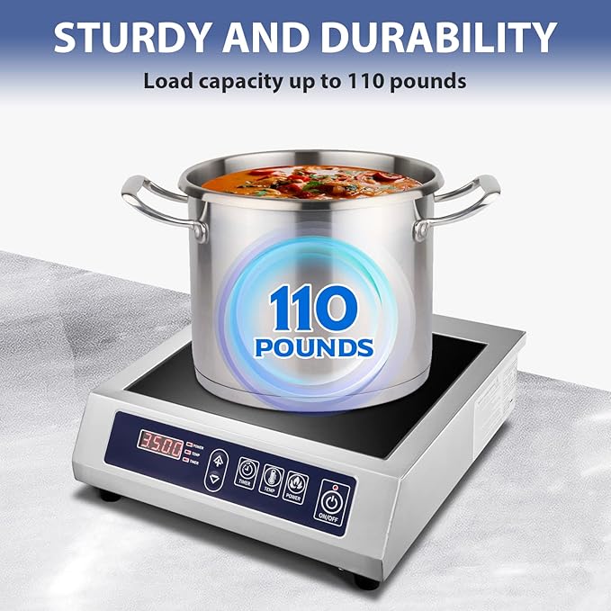 Commercial Induction Cooktop,Portable Electric Induction Countertop Burner(3500W/ 240V) with Stainless Steel Housing, Durable Commercial Induction Hot Plate for Hotel Restaurant School