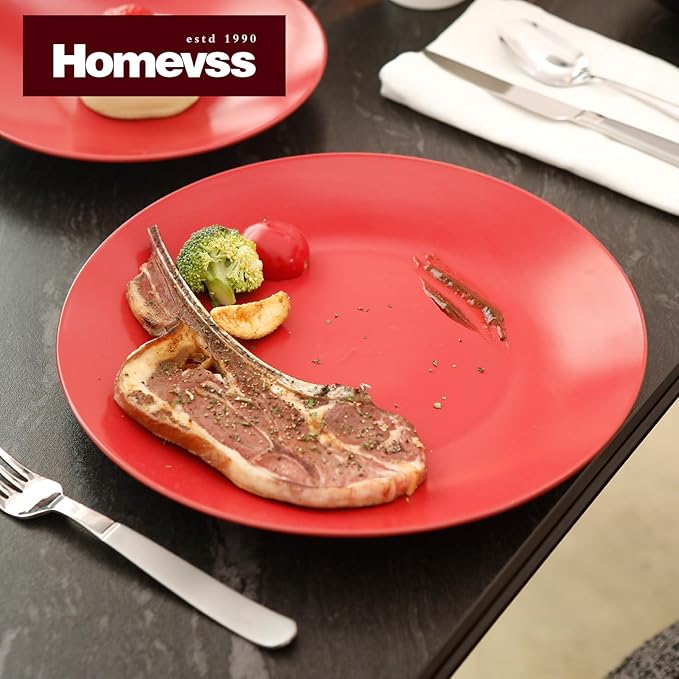 Stoneware Two-Tone Colors Life 18pc Dinner Set竊똎utside Shiny Black + Inside Matte Glaze Red