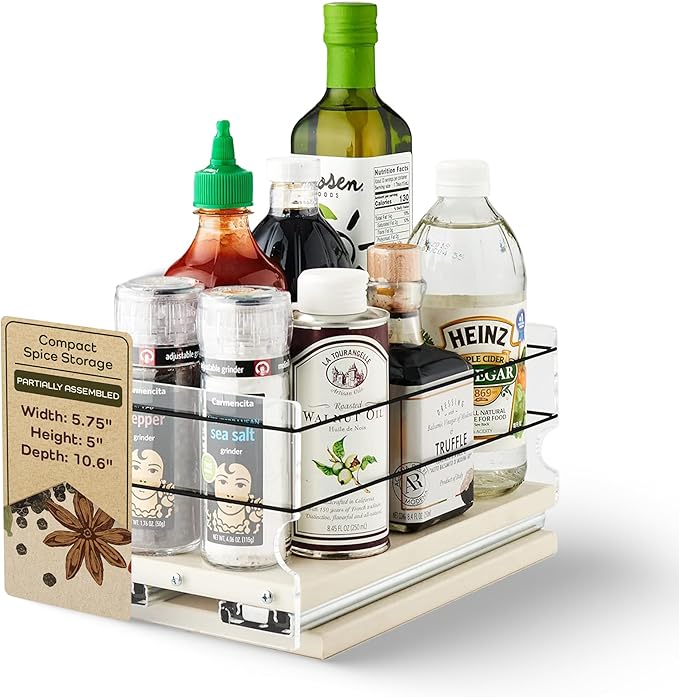 Vertical Spice - Heavy Duty Kitchen Spice Rack Storage - Pull Out Drawers For Kitchen Cabinets - Sliding Pantry Organizers - Seasoning Cabinet Pull Out Shelves - Made in USA - 5.75"W x 5.0"H x 10.6"D
