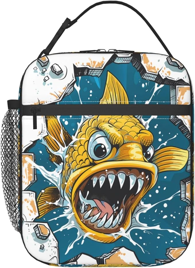 VANZEV Insulated Lunch Box for Women Men, Cute Fish Theme Lunch Box Reusable Portable Lunch Bag Cooler Tote Waterproof Lunch Container for Office Picnic Work Travel