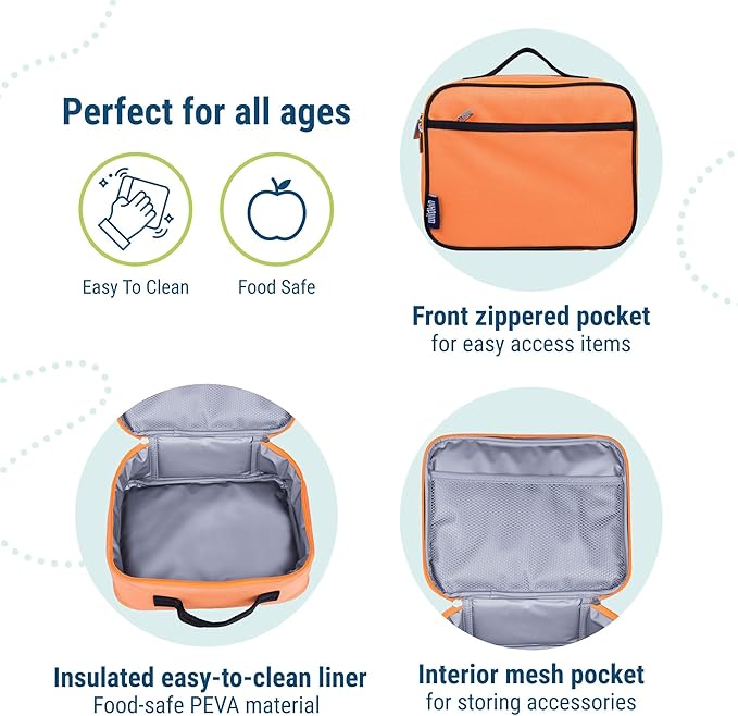 Wildkin Kids Insulated Lunch Box ??Durable and Reusable for School & Travel - Bengal Orange