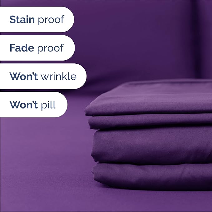 Queen 6 Piece Sheet Set - Cooling & Breathable Bed Sheets - Hotel Luxury Bed Sheets for Women, Men, Kids & Teens - Comfy Bedding w/Deep Pockets & Easy Fit - Soft & Wrinkle Free - Queen Purple Sheets