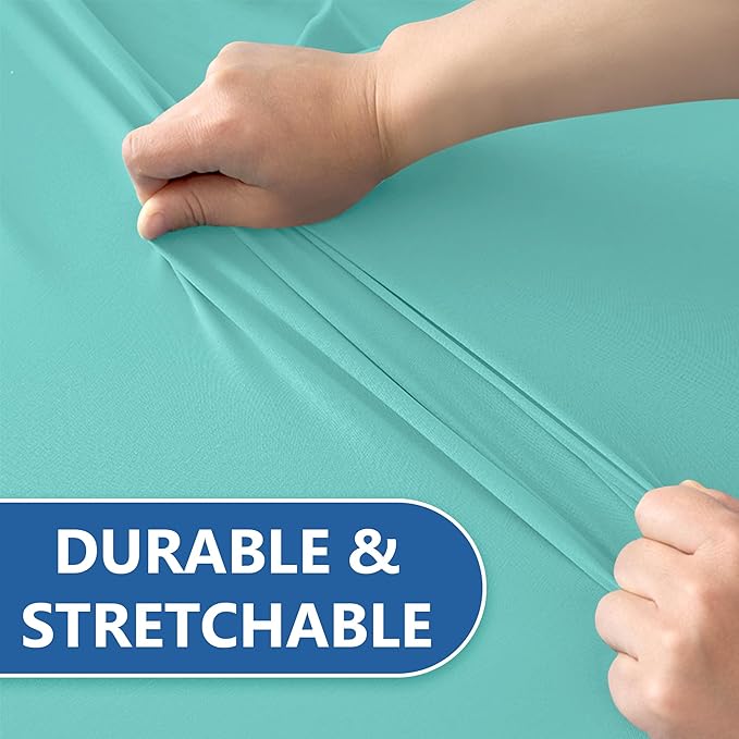Enjoyidea Fitted Stretch Table Cover for 6 foot Rectangle Tables-6 Pack Aqua Blue Spandex Tablecloth-Elastic Folding Tablecloths for Party, Vendor Booth Display, Banquet Buffet Event, Craft Trade Show