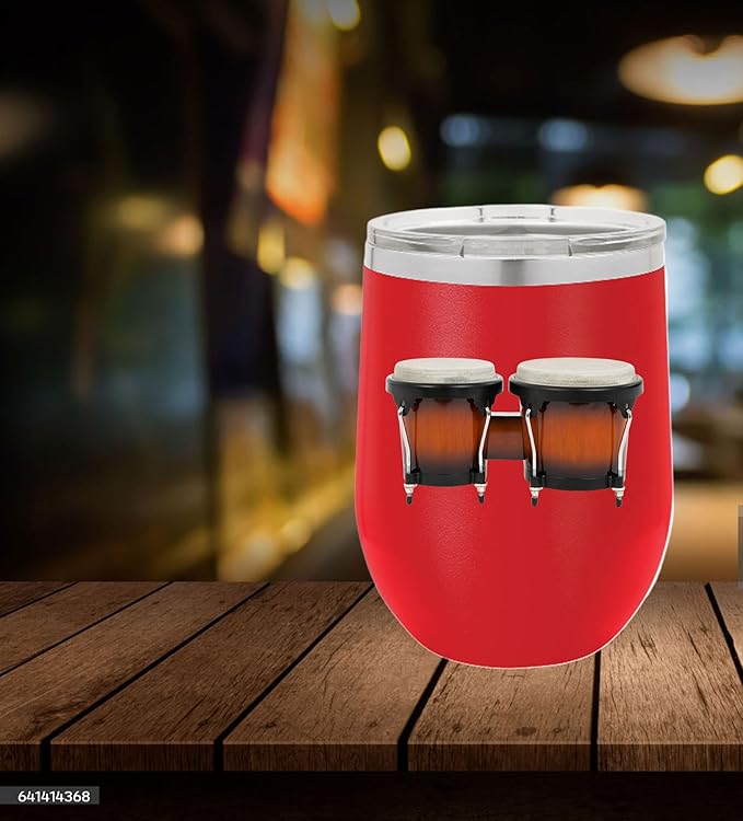 Bongos Wine Tumbler, Bongos Gift, 12oz Stainless Steel Wine Tumbler, Gifts For Him, For Her, For Boys, For Girls, Birthday, Christmas Gift idea (Red)
