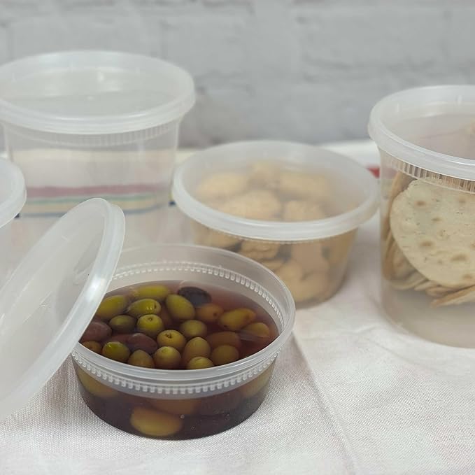 12 oz Deli Containers with Lids (Pack of 240), Recyclable Polypropylene, Microwavable, Heat Resistant (12)