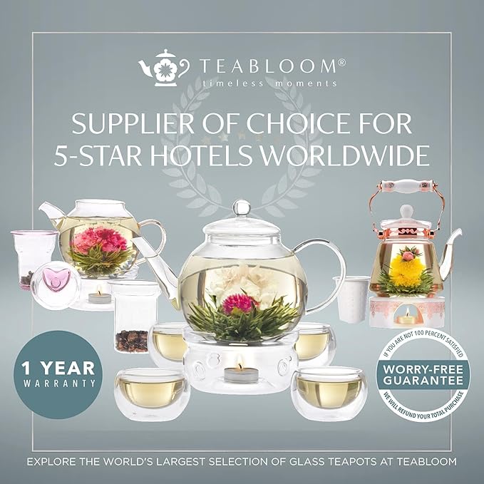 Teabloom 100% Plastic-Free Extra-Large Multi-Brew Borosilicate Glass Teapot + Kettle + Pitcher ??Steep and Serve Hot Tea, Iced Tea, Cold Brew Tea and Fruit Infused Water ??Legacy Tea Maker