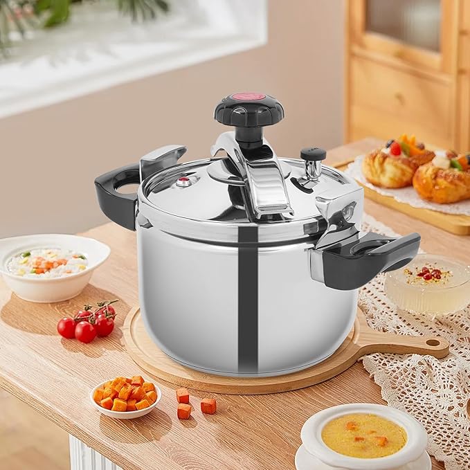 6.35Quart Stainless Steel Pressure Cooker Presto Pressure Canner Secure locking System Pressure Pot Thickened Silicone Ring And Anti-scald Handle Pots and Pans Kitchen Cookware Dishwasher Safe (7L)