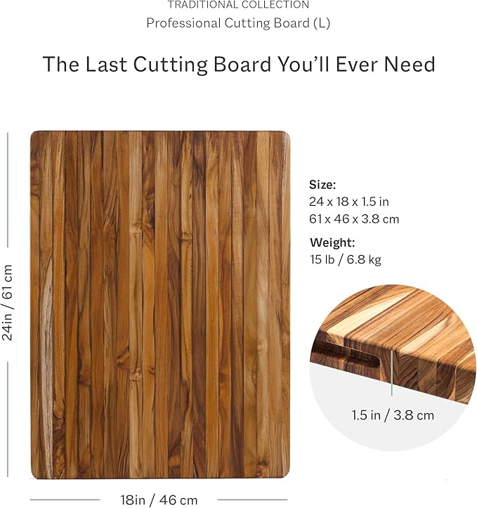 Teakhaus Cutting Board - Extra Large (XL) Wood Cutting Board with Grip Handles - Holiday Gift Ideas for Men and Women - Gift-Ready, Reversible, Edge Grain Wood, Knife Friendly - FSC Certified
