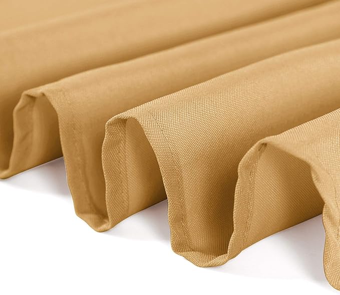 Cupuamon 132 inch Round Tablecloth Washable Polyester Table Cloth Decorative Table Cover for Wedding Party Dining Banquet（132 inch,Gold）