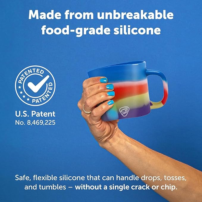 Silipint 16oz Silicone Coffee Mug Tumbler with Flip Lid ??Unbreakable Dishwasher Safe Microwave Oven & Freezer Compatible ??Non-Toxic Reusable Cup for Coffee Tea or Cold Drinks, Drippy - Pack of 2