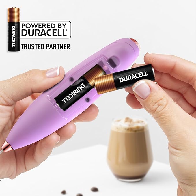 Zulay Kitchen Patented Tornado Triple Whisk Milk Frother with 4 Duracell Batteries ??Handheld Foam Maker for Coffee, Lattes, Matcha & Hot Chocolate ??Rich, Creamy Froth in Seconds