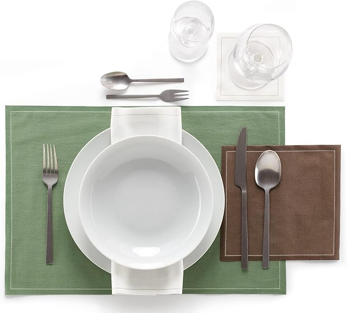 MY DRAP Placemats 48 x 32 cm / 19" x 12.5" - (12 Per Roll, Cotton Eucalyptus)
