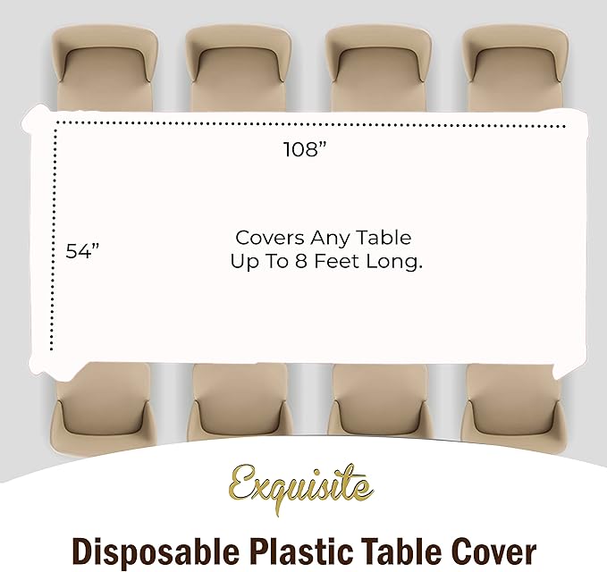 Party Solids Pack Of 6, Premium Rectangle Holiday Design Plastic Tablecloth - Christmas Decorations Tablecloth Disposable Plastic Table Cover for December - 54 inch. x 108 inch