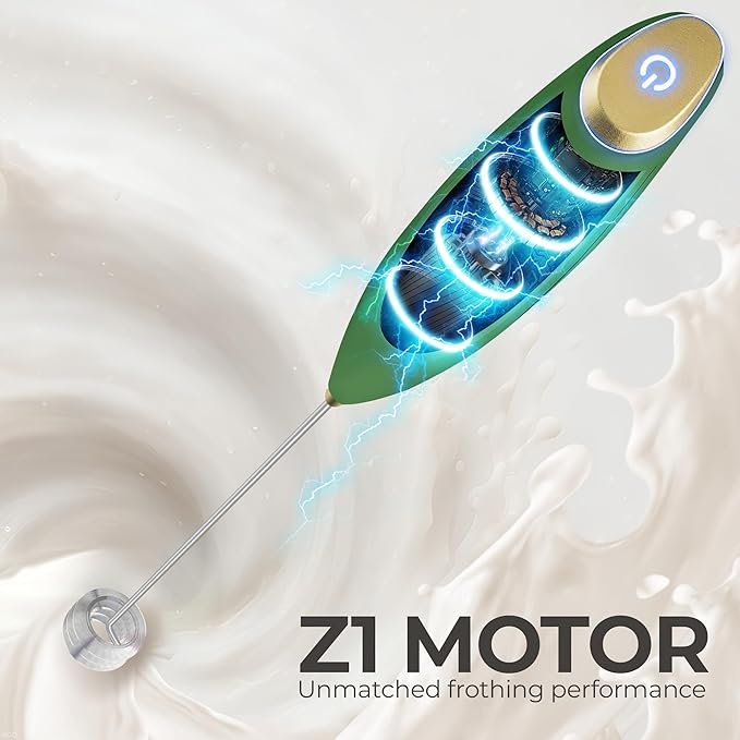 Zulay Kitchen Patented Tornado Triple Whisk Milk Frother with 4 Duracell Batteries ??Handheld Foam Maker for Coffee, Lattes, Matcha & Hot Chocolate ??Rich, Creamy Froth in Seconds