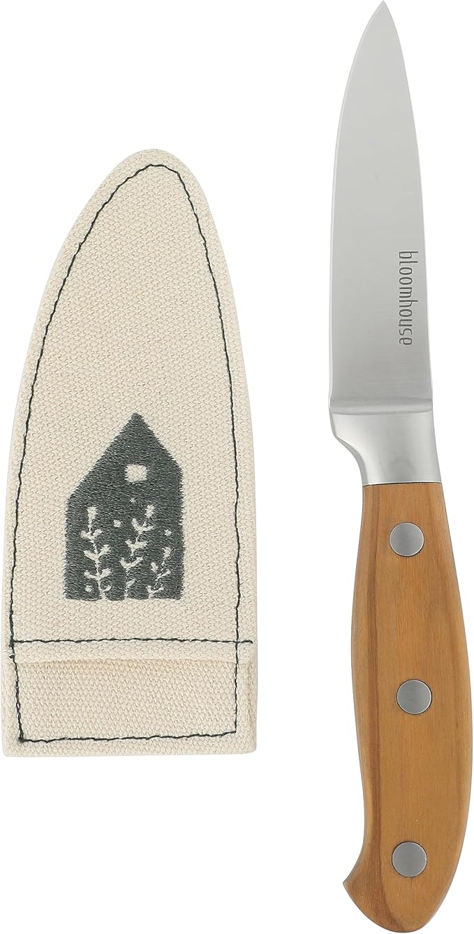 Bloomhouse - Two Time Oprah's Favorite Things Winner - 3.5-Inch Paring Knife German Stainless Steel Blade w/Forged Italian Olive Wood Handle Full Tang Precision for Peeling Trimming & Detail Work