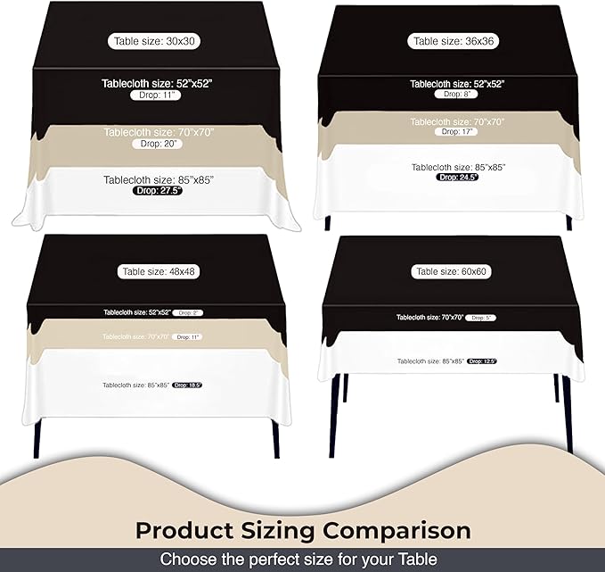 Party Solids 12-Pack Ivory Square Plastic Disposable Tablecloth ??Size: 70 횞 70 Inches ??Square Table Cover for Parties, Picnics & Formal Events