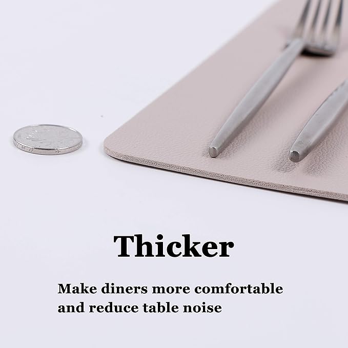 Wipeable Placemats Leather Table Mats Waterproof Heat-Resistant Easy to Clean for Dining Table Set Kitchen Table (4, Taupe)