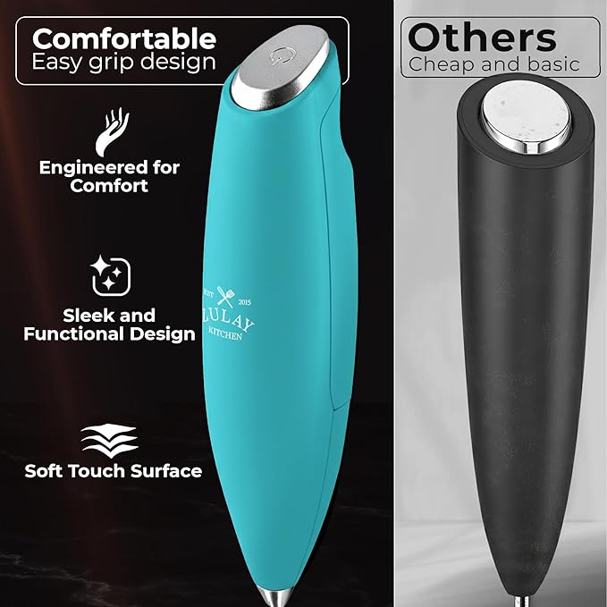Zulay Kitchen Patented Tornado Triple Whisk Milk Frother with 4 Duracell Batteries ??Handheld Foam Maker for Coffee, Lattes, Matcha & Hot Chocolate ??Rich, Creamy Froth in Seconds