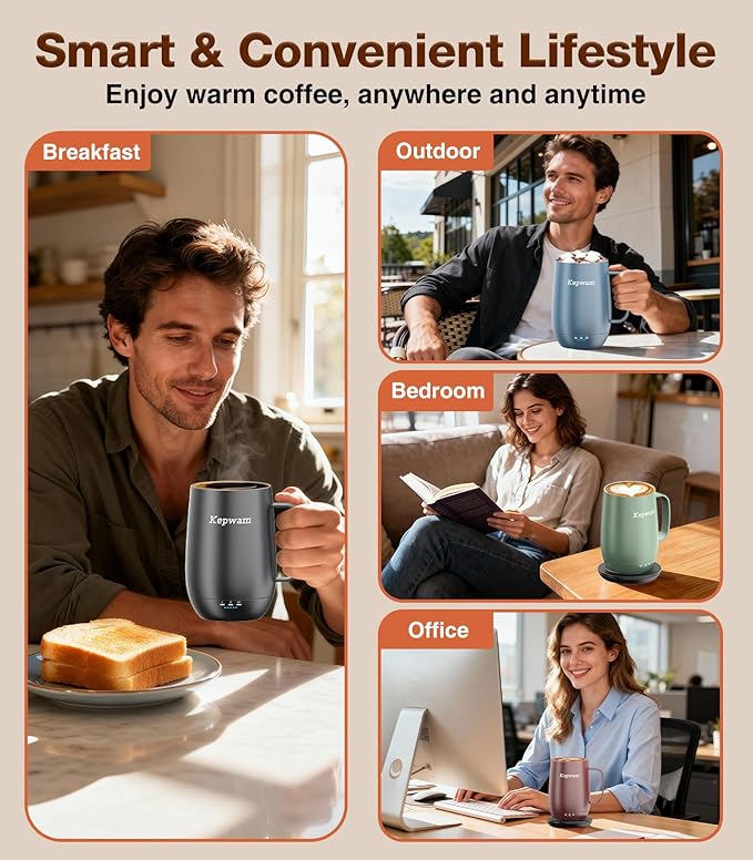 Heated Coffee Mug T2-Plus, 20oz Leading Large Capacity Self Heating Coffee Mug, Up to 8 Hrs Battery & Hot Up to 149?? Smart Coffee Mug for Women, Men