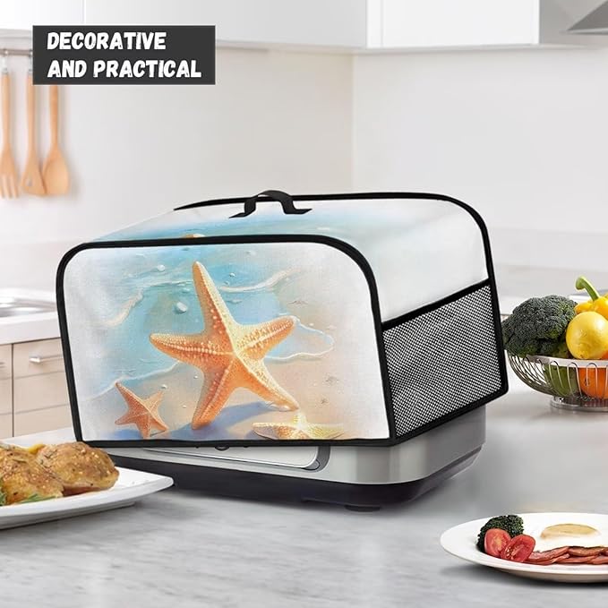 Appliance Cover Water-Proof Oval 6-8 Quart Covers for Slow Cooker Slow Cooker and Crock Pot, Dust Cover with Top Handle and Pockets Beach Starfish Print