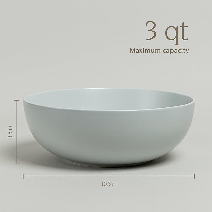 over&back Coupe Low Serving Bowl - Stoneware Dishes - All-Occasion Place Settings - 3.23qt - Semi-Matte Fog Blue