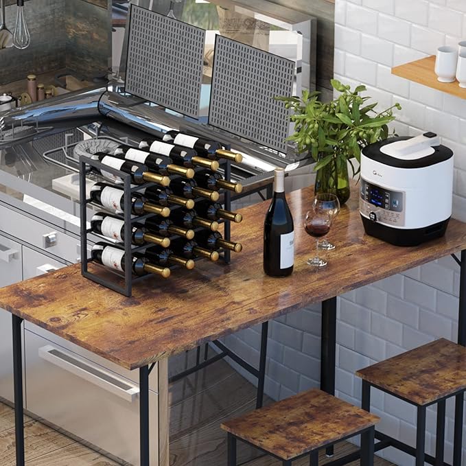 IBUYKE Wine Racks Countertop, 4 Tiers Metal Wine Rack,Wine Rack Freestanding Storage 16 Bottle Capacity, for Home Kitchen, Pantry, Wine Cellar, Bar, Black UTMJ903H