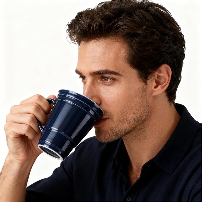 HOME SMILE Blue Novelty Coffee Mug for Men Office Work,Ceramic 14 oz Large Coffee Cup,Christmas Birthday Gifts for Dad Grandpa,Navy Blue,Microwave & Dishwasher Safe