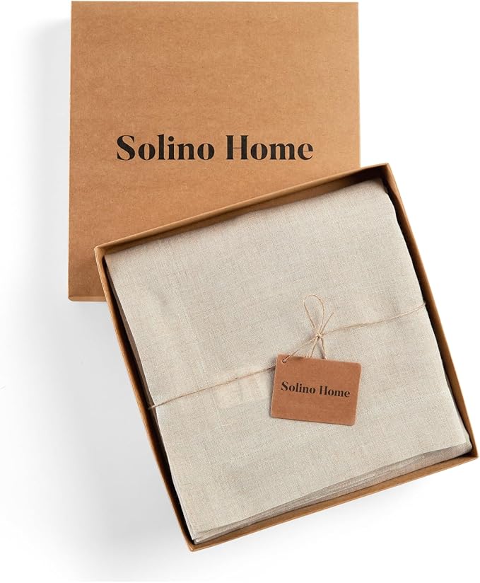 Solino Home Linen Tablecloth 70 x 132 Inch - 100% Pure Linen Flax Table Cloth for Rectangle Tables - Sonoma, Machine Washable Tablecloth for Spring, Easter