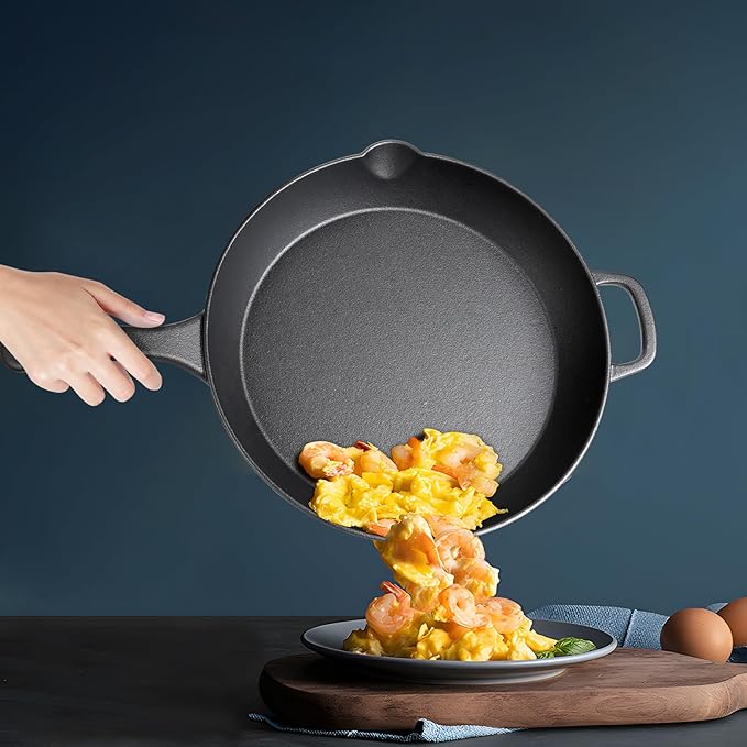 Cast Iron Skillet Set (10??+ 12?? ??Heavy-Duty Pre-Seasoned Cookware Set, Holiday Kitchen Essentials, Oven Safe Frying Pan Combo