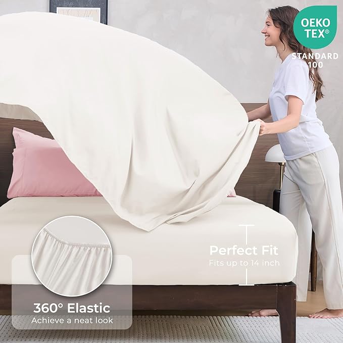 HEVUMYI Twin Comforter Set - 5-Piece All Season Bed in a Bag Twin, Ultra Soft Bedding Set with Comforter, Flat Sheet, Fitted Sheet, Pillowcases, Pillow Shams, Pink & Ivory