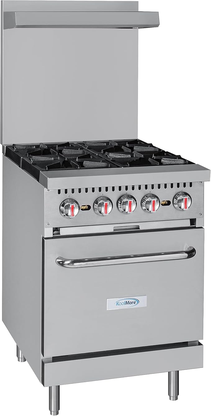 KoolMore 24 in. 4 Burner Commercial Liquid Propane Range with Oven (KM-CR24-LP)