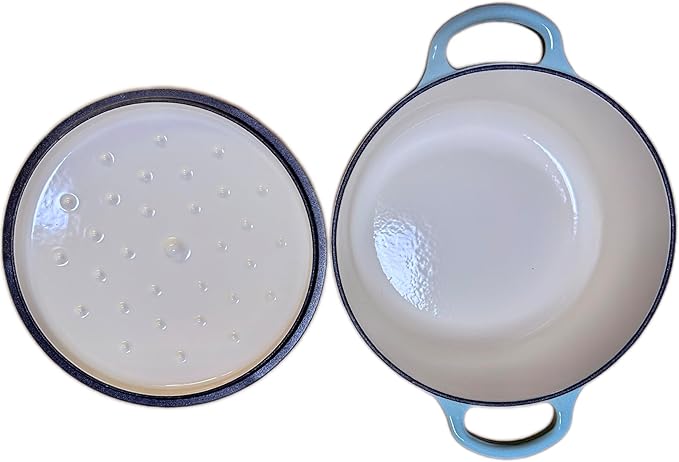 4QT Enamel Dutch-oven with Lid Dual Handles Casting Cookware Cast Iron Cooking Pot for Kitchen Blue