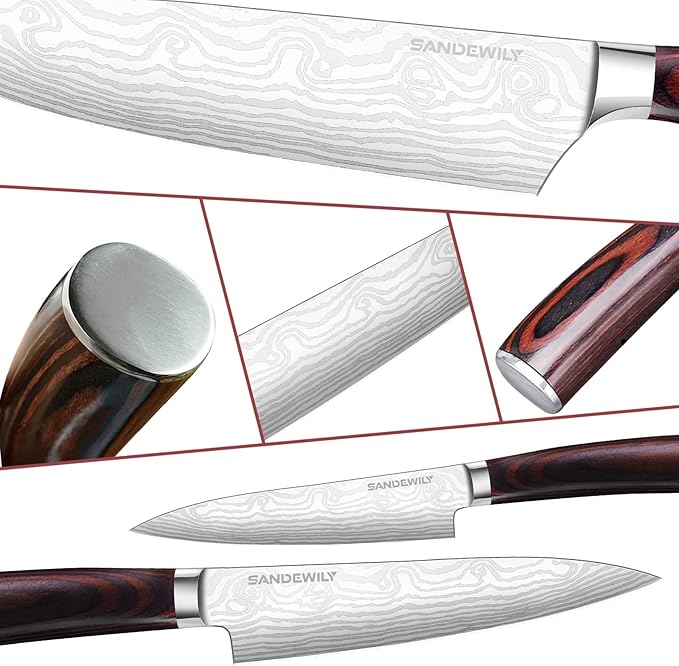 Professional Kitchen Knife Set, 5-Piece High Carbon German Stainless Steel Chef Knives with Sheaths, Ergonomic Pakkawood Handles, Ultra Sharp, Versatile for Home & Restaurant ??Premium Gift Box