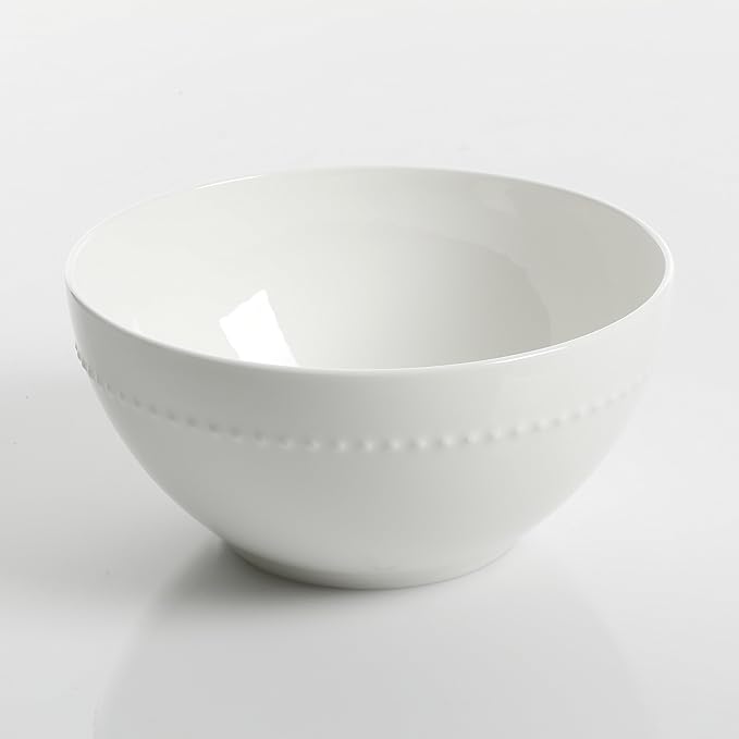 Gibson Elite Embossed Bone China 16-Piece Double Bowl Dinnerware Set, Service for 4 ??White Elegant Plates and Bowls