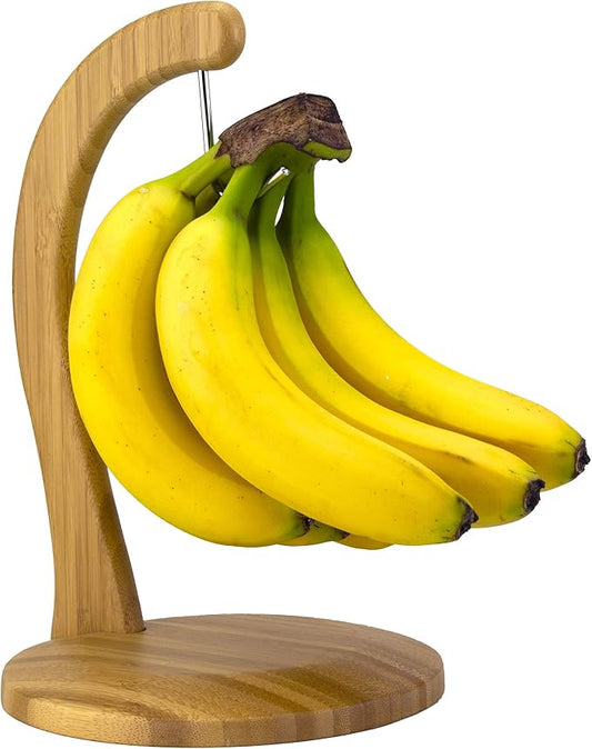 Totally Bamboo Banana Holder ??Wooden Banana Stand and Hanger for Countertop Fruit Storage, Durable Bamboo Banana Hook for Even Ripening and Easy Access