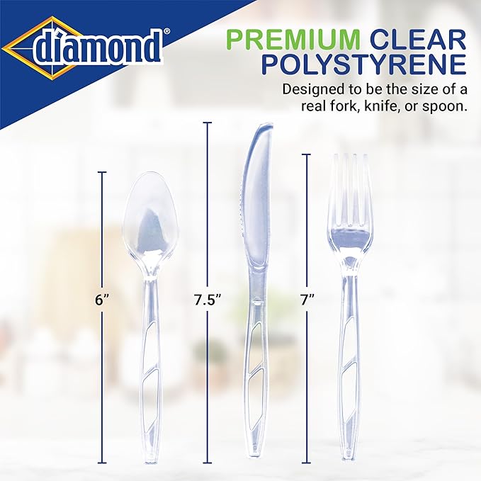 Diamond짰 All Occasion Clear Disposable Cutlery Set 288 Count (288 Cutlery Set)