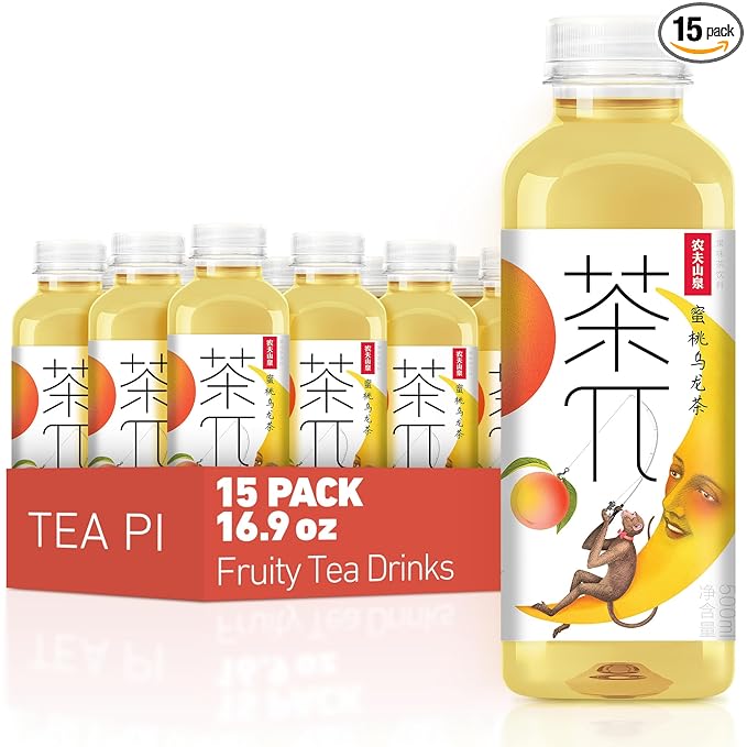 Tea PI Iced Tea ??Peach Oolong Tea Sweet Iced Fruit Tea Bottles, Real Juice, -16.9 fl oz, 500mL, 15 Pack