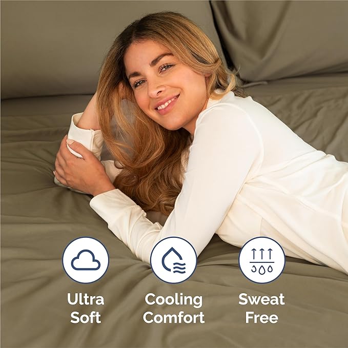 Split King 7 Piece Sheet Set - Cooling & Breathable Bed Sheets - Hotel Luxury Bed Sheets for Women, Men, Kids & Teens - Deep Pocket Bedding w/Easy Fit - Soft & Wrinkle Free - Split King Khaki Sheets