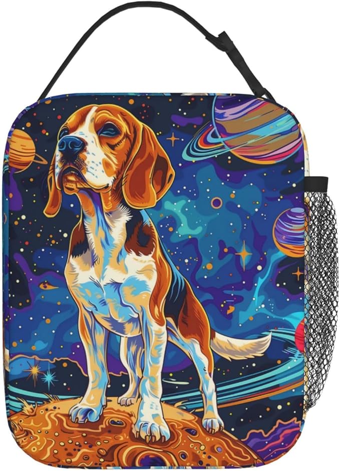 VANZEV Insulated Lunch Box for Women Men, Beagle Dog Planet Theme Lunch Box Reusable Portable Lunch Bag Cooler Tote Waterproof Lunch Container for Office Picnic Work Travel Hiking