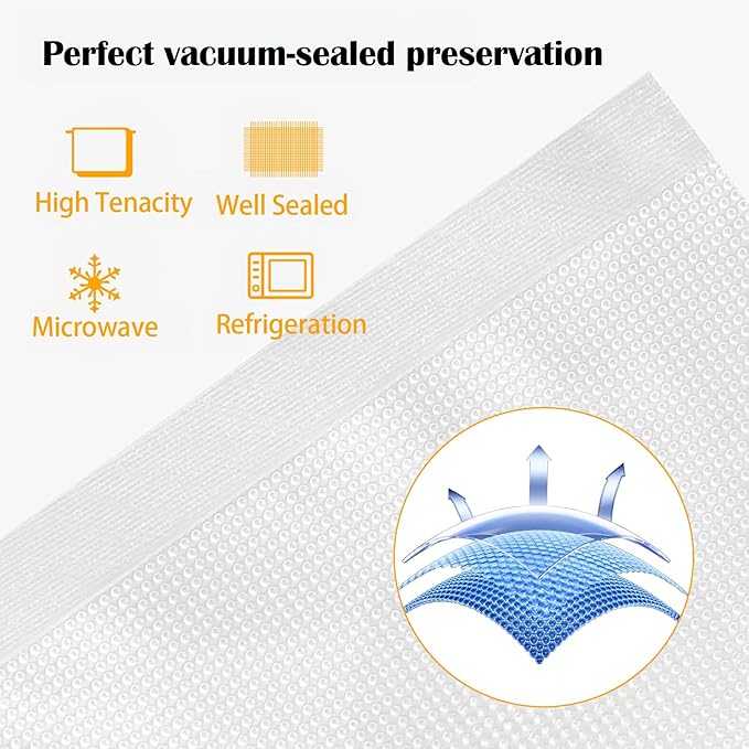Vacuum Sealer Bags 10x7 Inch (20 PCS) - Heavy-Duty Commercial Grade, BPA-Free Reusable & Puncture-Resistant | Perfect for Food Storage, Sous Vide Cooking & Freezer Safe
