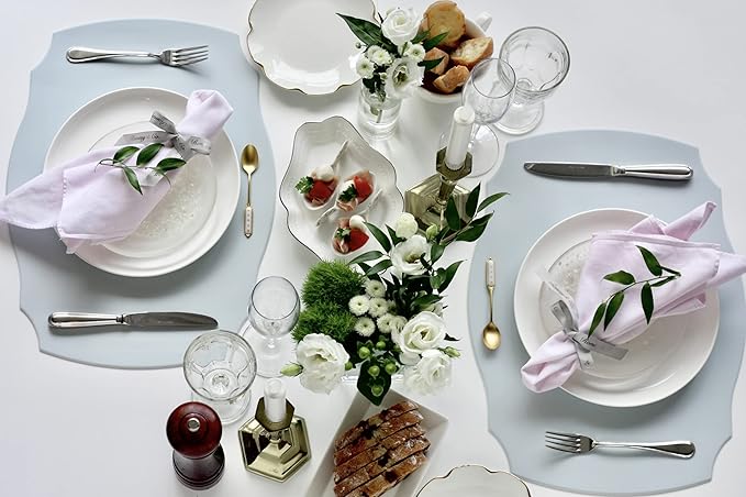 Rommy & Co. Premium Silicone Placemats, Set of 2 (Misty Blue)