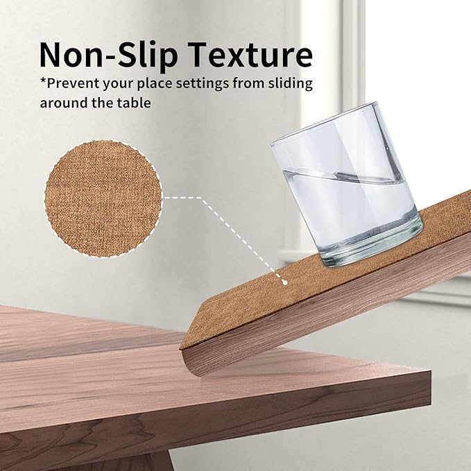 Maxpearl 8-Piece PU Leather Placemats ??Durable, Heat Resistant & Wipeable Table Mats, Non-Slip and Waterproof Dining Place Mats for Kitchen or Patio Table, 17x12 Inches, Brown