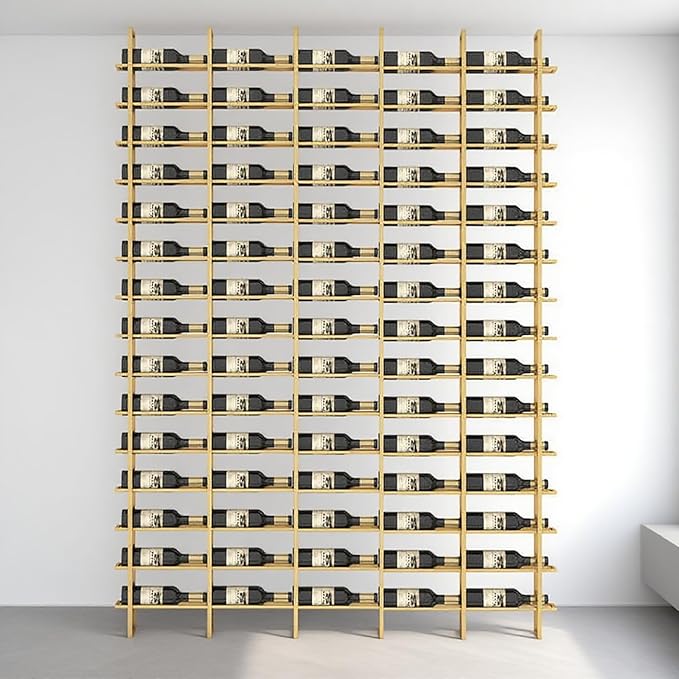 Large Wall Mount Wine Rack, 16 Tier 80 Bottle Wine Storage Organizer Display Holder, Modern Metal Wine Storage for Wine Cellars, Home Bars, Kitchens, and Dining Rooms