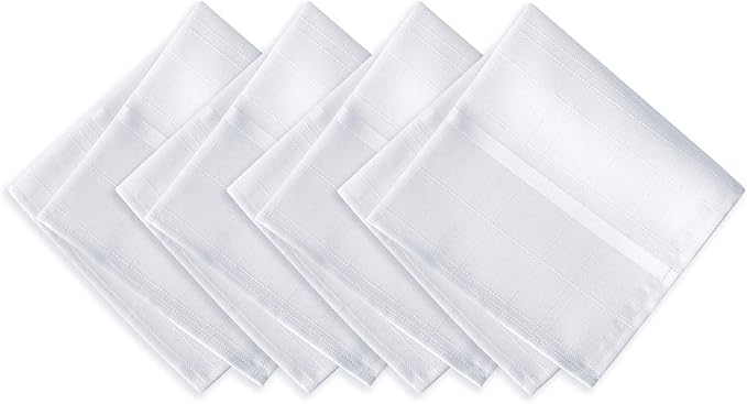 Newbridge 90 Inch Round Fabric Tablecloth, Elegance Plaid, 100% Polyester, No Iron Soil Resistant Dining Room, Party and Banquet Table Cover, Solid Textured, White