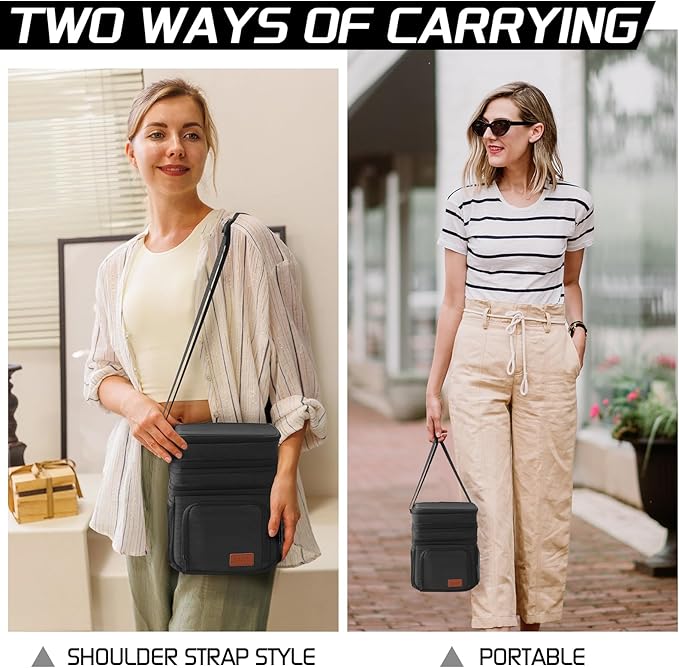 ZRSUN Insulated Lunch Bag for Women Men, Reusable 3 Layers Lunch Box Women, Expandable Reusable Water-resistant Lunch Box for Work Travel Office Picnic Hiking
