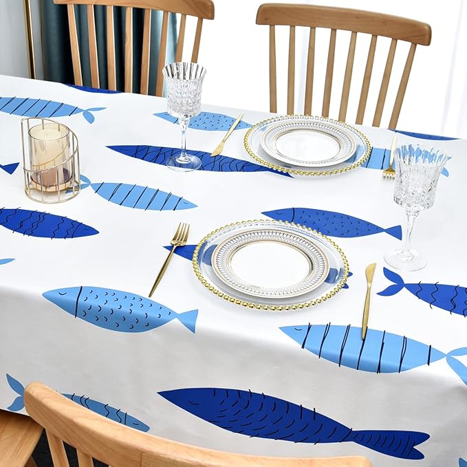 LOHASCASA Heavy Duty Vinyl Oilcloth Tablecloth PVC Waterproof Plastic Wipeable Spillproof Peva Tablecloth for Spring Outdoor Camping Picnic Rectangle 54x72 Inch