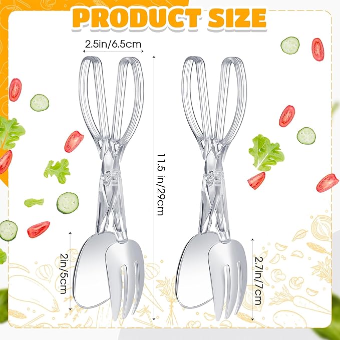 Tioncy 24 Pack Plastic Salad Scissor Tongs 11.5 Inches for Serving Reusable Food Tongs, Clear Utensils for Chef Cooking, Kitchen, Buffet, Party, Catering Supplies