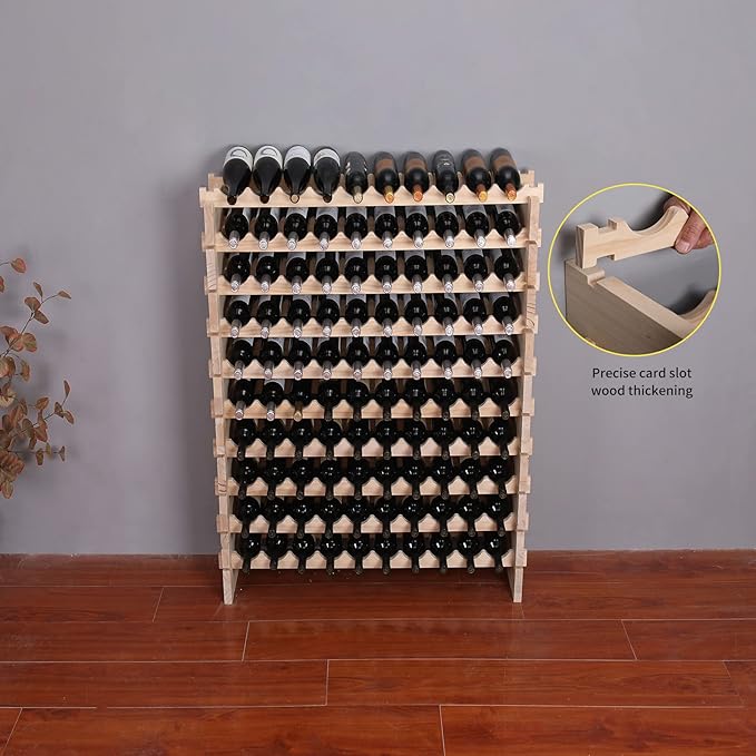 Wine Rack Cabinet Freestanding for Floor Wooden Stackable Storage Modular countertop Wood Wine Holder (100bottle)